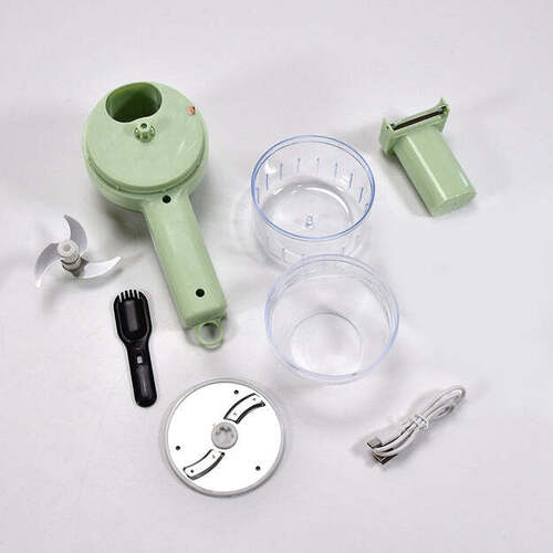 Premium 4-in-1 Electric Vegetable Cutter – Rechargeable Mini Chopper, Slicer & Peeler