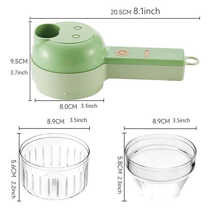 Premium 4-in-1 Electric Vegetable Cutter – Rechargeable Mini Chopper, Slicer & Peeler