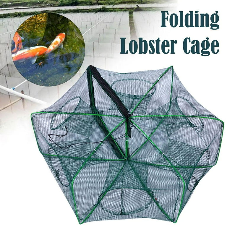 8 Holes Folded Polygonal Shrimp Lobster Fish Net Trap Cage