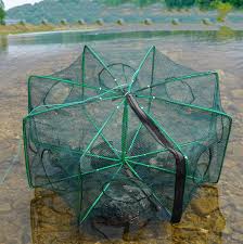 8 Holes Folded Polygonal Shrimp Lobster Fish Net Trap Cage